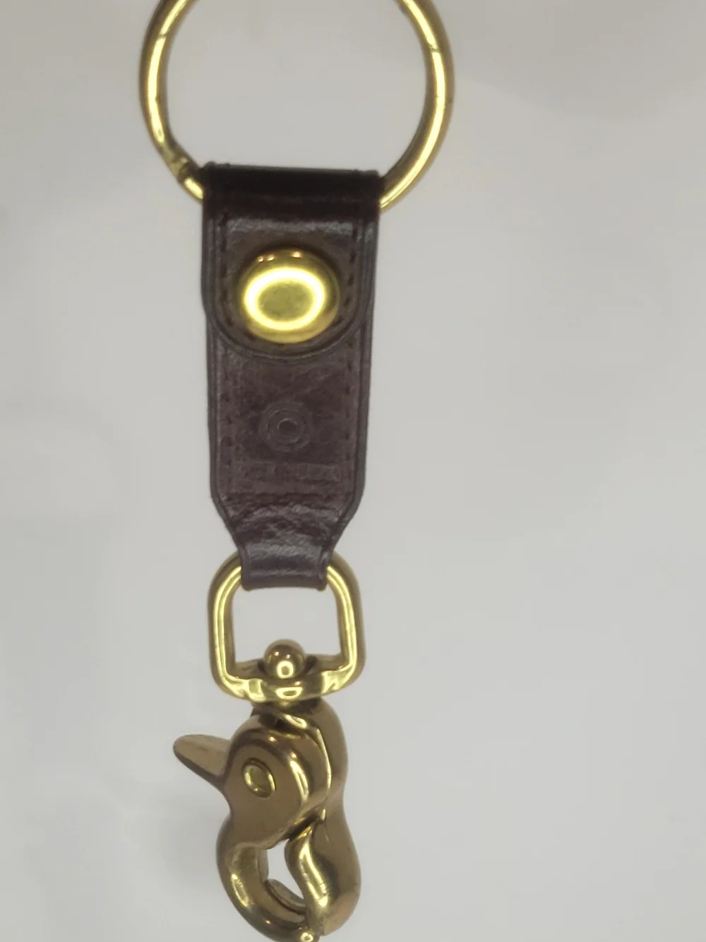 Coach Vintage Key Chain Dark Brown Leather Key Holder with Gold Hardware